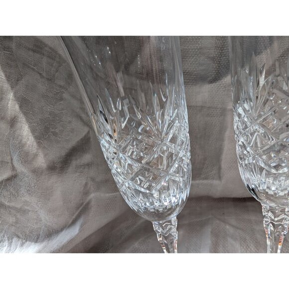 3 Vintage Cut Crystal Champagne Flutes Clear Glass Elegant Stemware 9" Tall - Picture 6 of 8